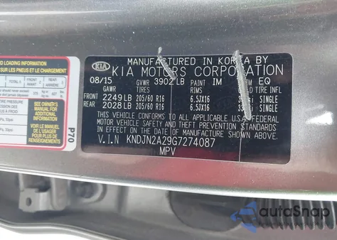 2016 Kia Soul z USA, uszkodzony, nr VIN KNDJN2A29G7274087